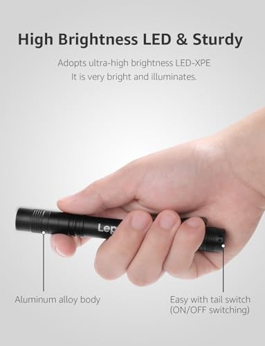 Lepro LED 懐中電灯 小型 ペンライト 2個セット 【高輝度/明るさ120ルーメン/3段階調光/電池式/防水/アルミ合金製/高耐久】 クリップ付き 携帯便利 作業 防災 ライト ハンディライト 単四電池付き（充電池対応不可） 2個入 [120023-2]